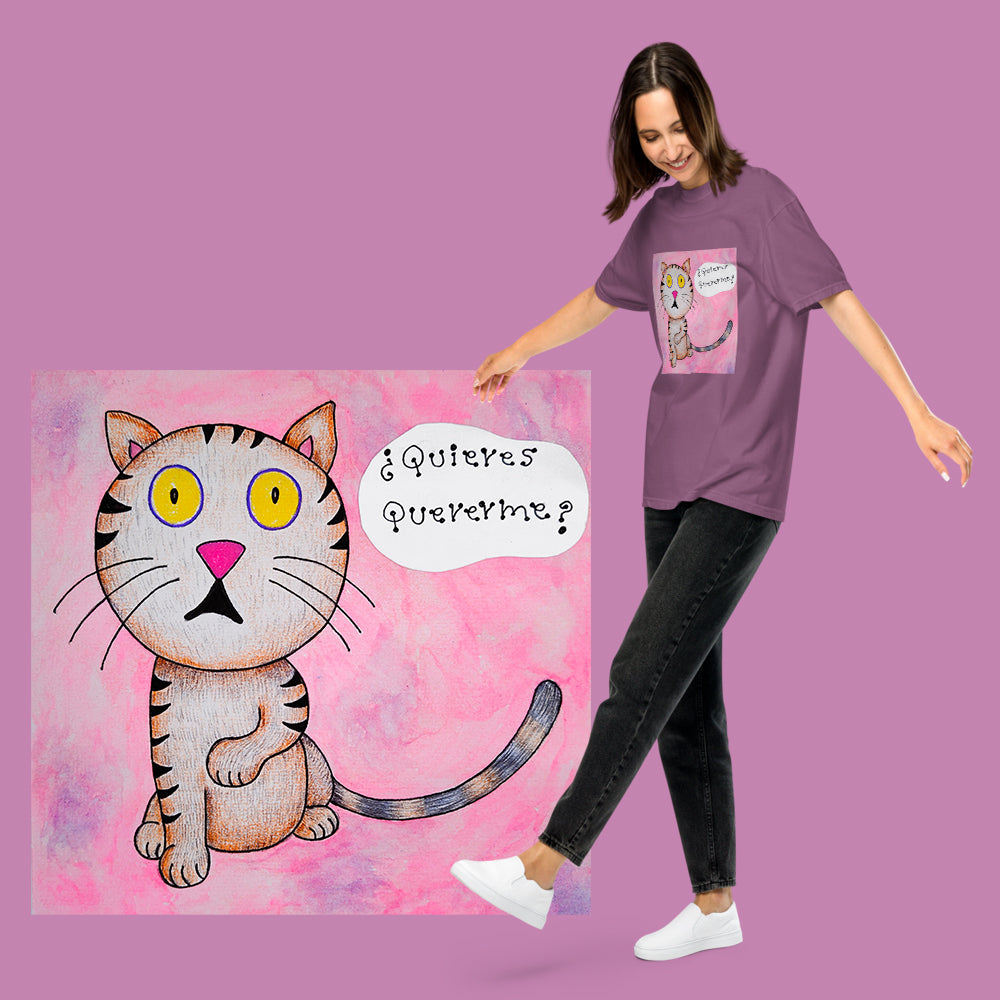 ¿Quieres quererme? - Camiseta unisex de tejido grueso teñida