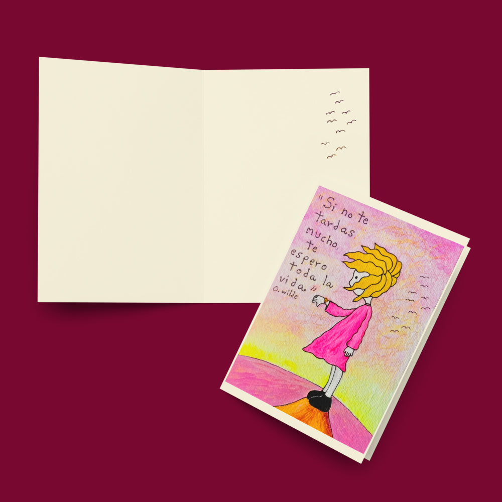 Si no tardas te espero toda la vida - Tarjeta sentimental-zoom-2