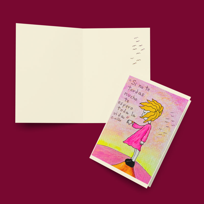 Si no tardas te espero toda la vida - Tarjeta sentimental-zoom-