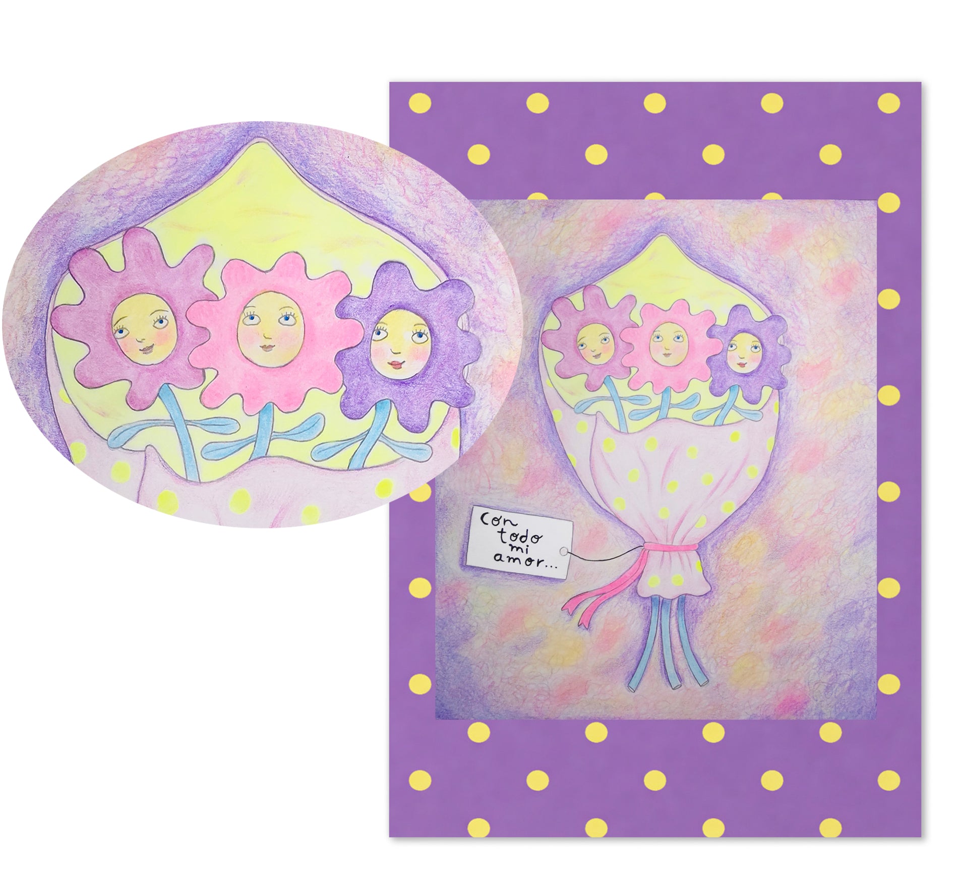 Ramo de flores con todo mi amor - Tarjeta de sentimal