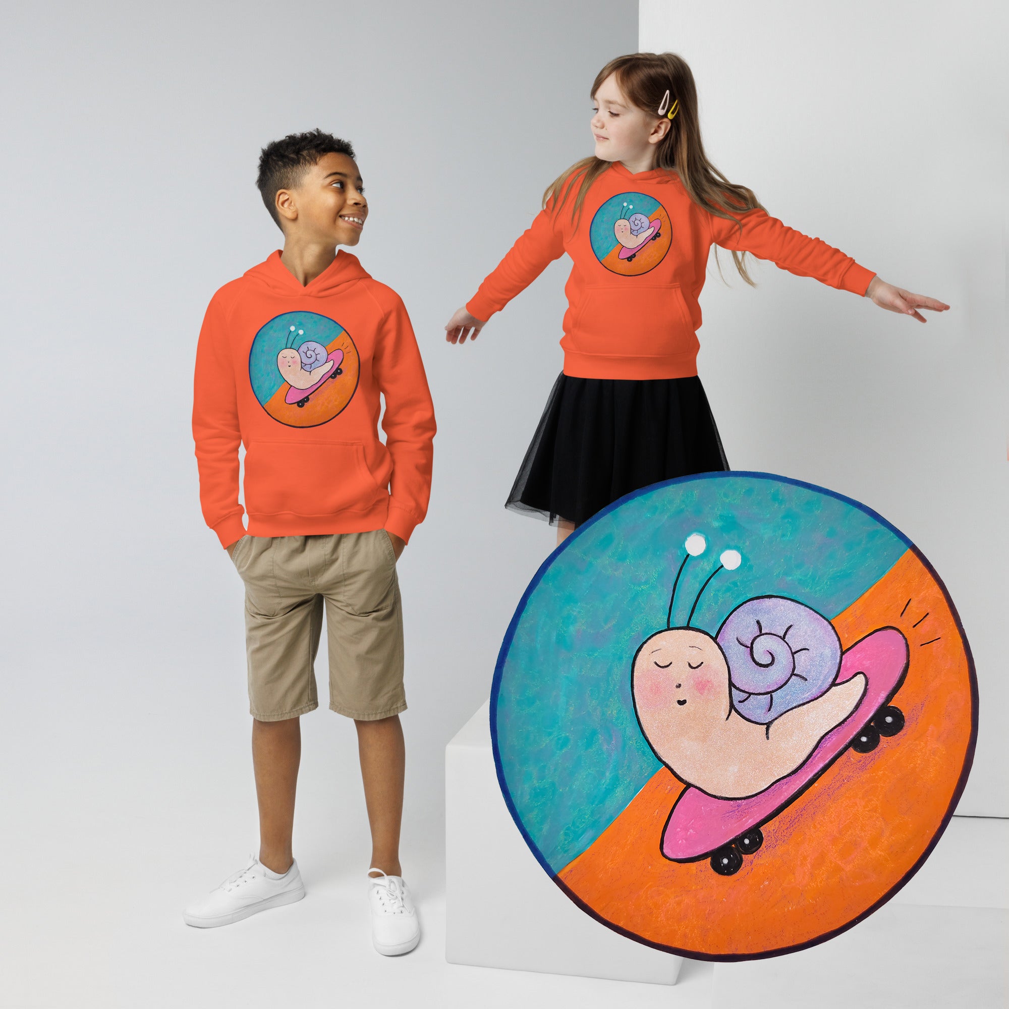 Caracol en Patineta - Sudadera Ecológica Infantil