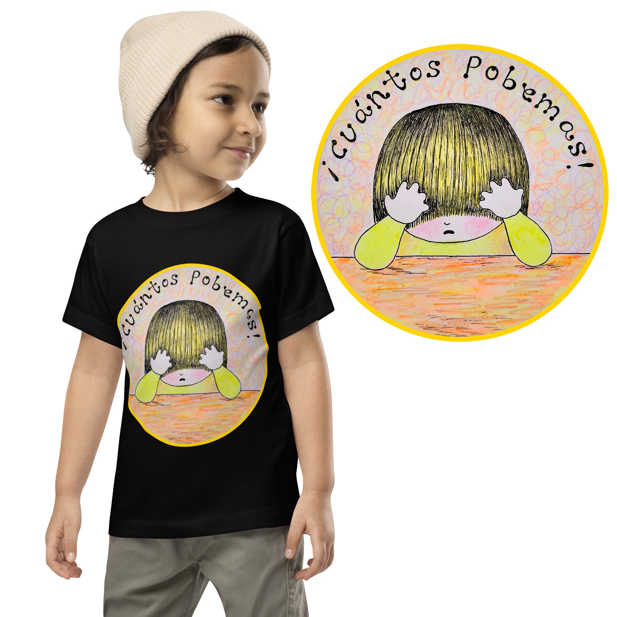 ¡Cuántos Pobemas! - Camiseta de manga corta para niños pequeños