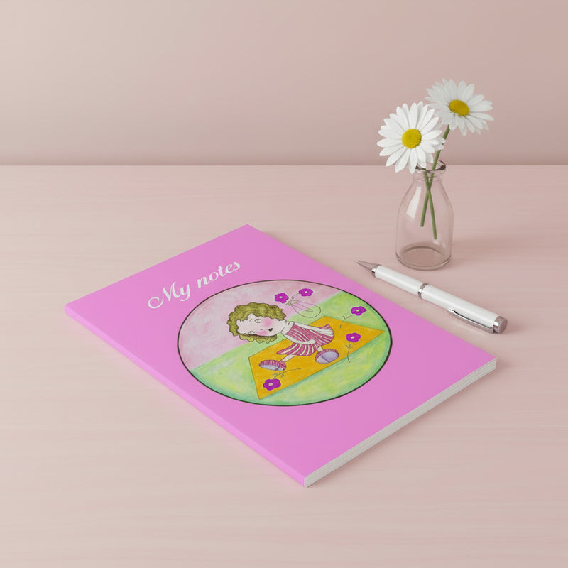 Niña con jarrón de flores - Cuadernillo cosido - Papel sin estucar-zoom-