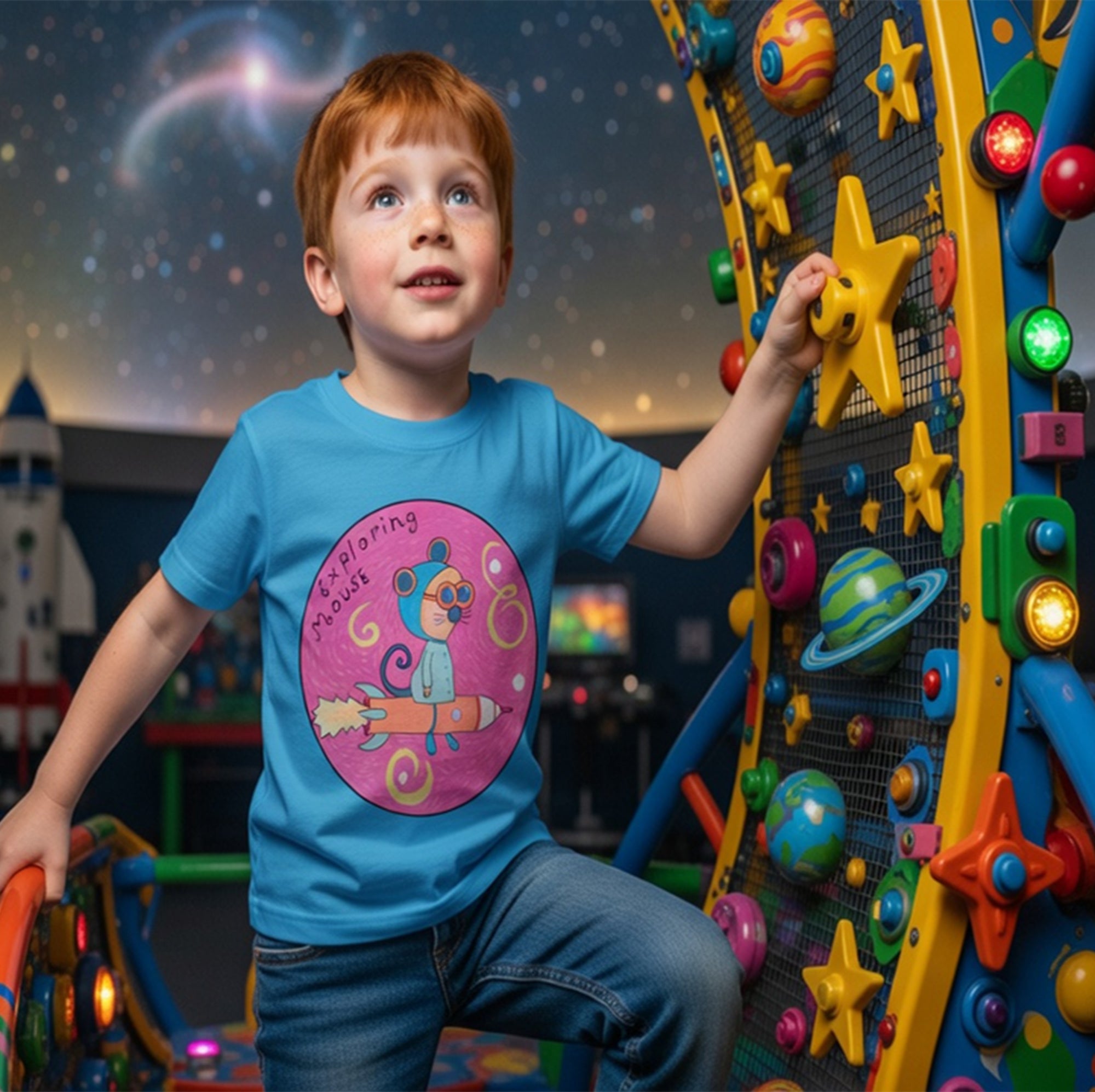 Ratón Explorador - Camiseta de algodón con cuello redondo para niños