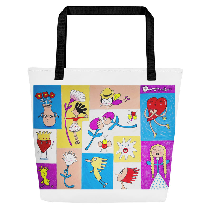 Popurrí de garabatos - Bolsa de tela grande all over-zoom-