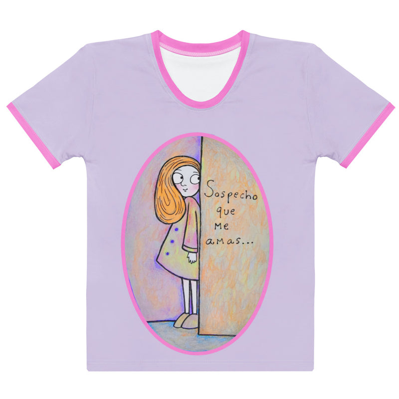 Sospecho que me amas (mujer) - Camiseta de algodón de cuello redondo para mujer-zoom-