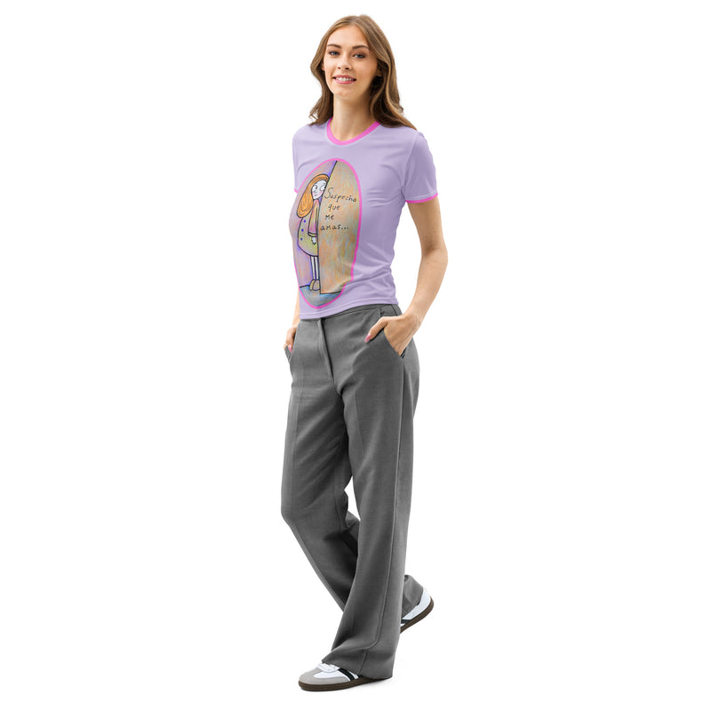 Sospecho que me amas (mujer) - Camiseta de algodón de cuello redondo para mujer-zoom-