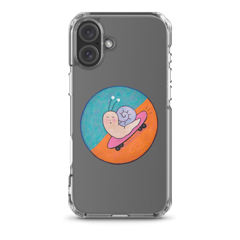 Caracol en patineta - Funda transparente para iPhone®-zoom-
