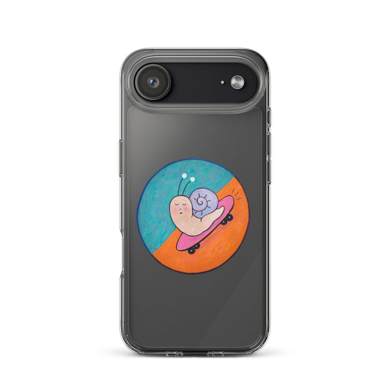 Caracol en patineta - Funda transparente para iPhone®-zoom-